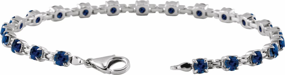 14K White Gold Lab-Grown Blue Sapphire 7 1/4" Line Bracelet
