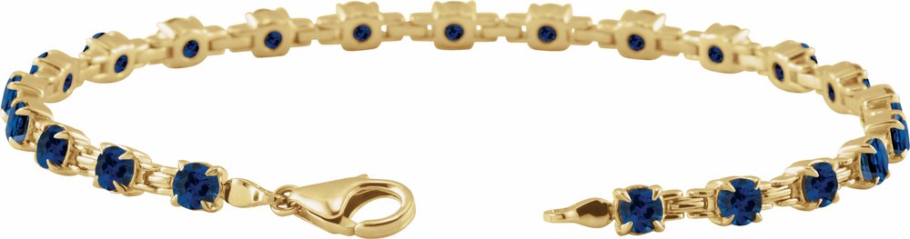 14K Yellow Gold Lab-Grown Blue Sapphire 7 1/4" Line Bracelet