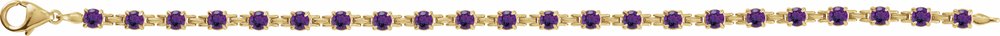 14K Yellow Gold Natural Amethyst 7 1/4" Line Bracelet