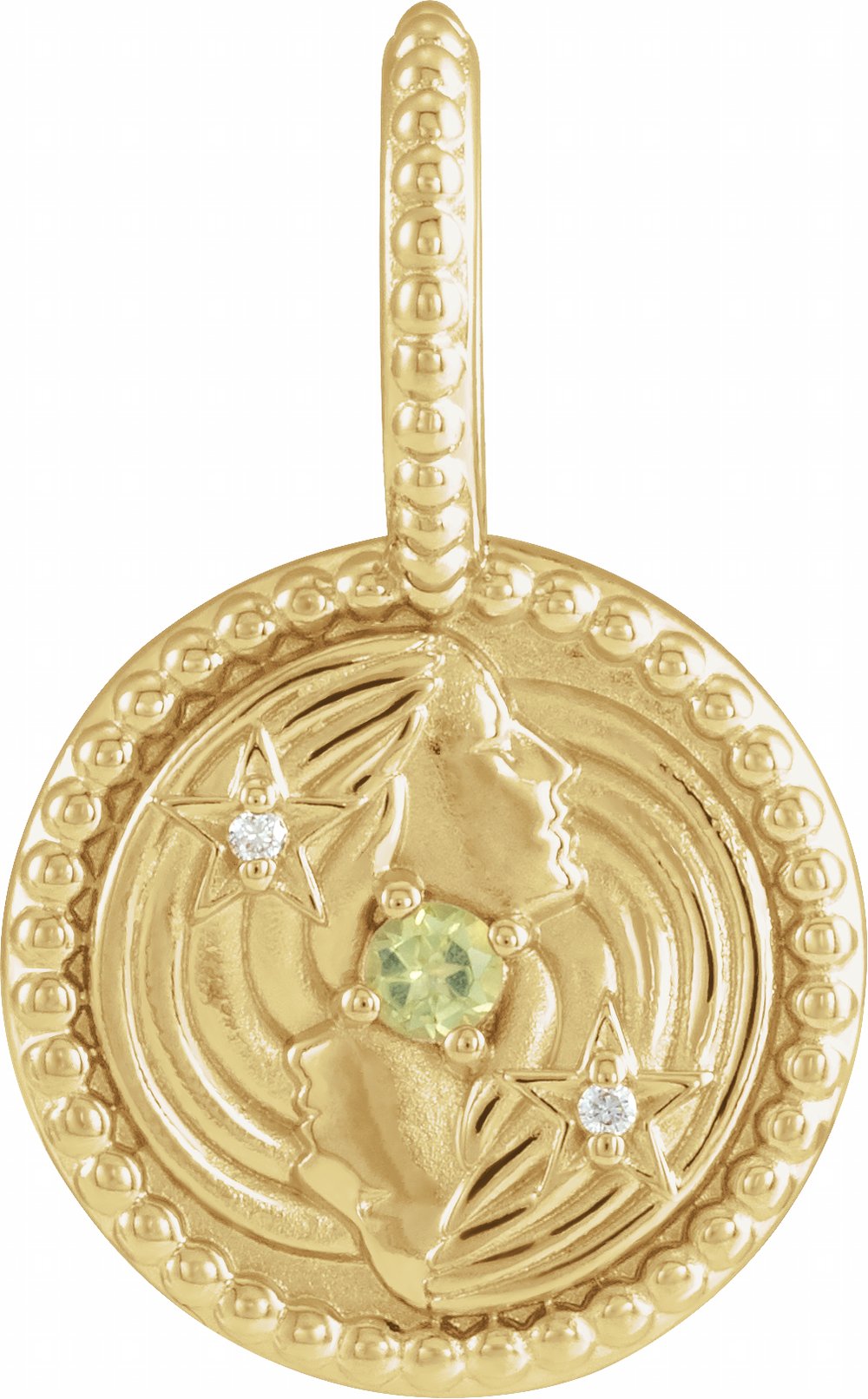 14K Yellow Gold Natural Peridot & .005 CTW Natural Diamond Gemini Charm/Pendant