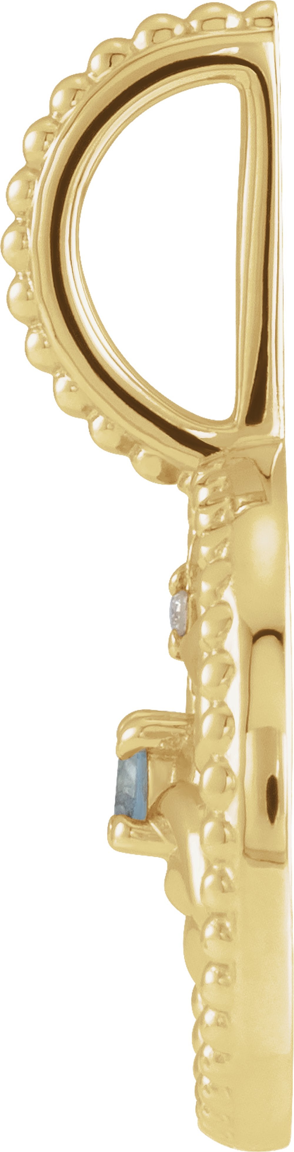 14K Yellow Gold Natural Aquamarine & .0025 CTW Natural Diamond Cancer Charm/Pendant