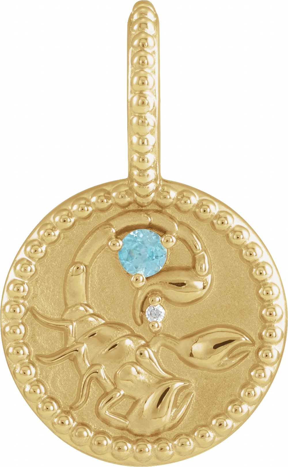 14K Yellow Gold Natural Blue Zircon & .0025 CTW Natural Diamond Scorpio Charm/Pendant