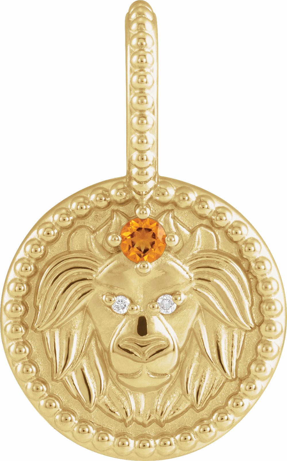 14K Yellow Gold Natural Citrine & .005 CTW Natural Diamond Leo Charm/Pendant