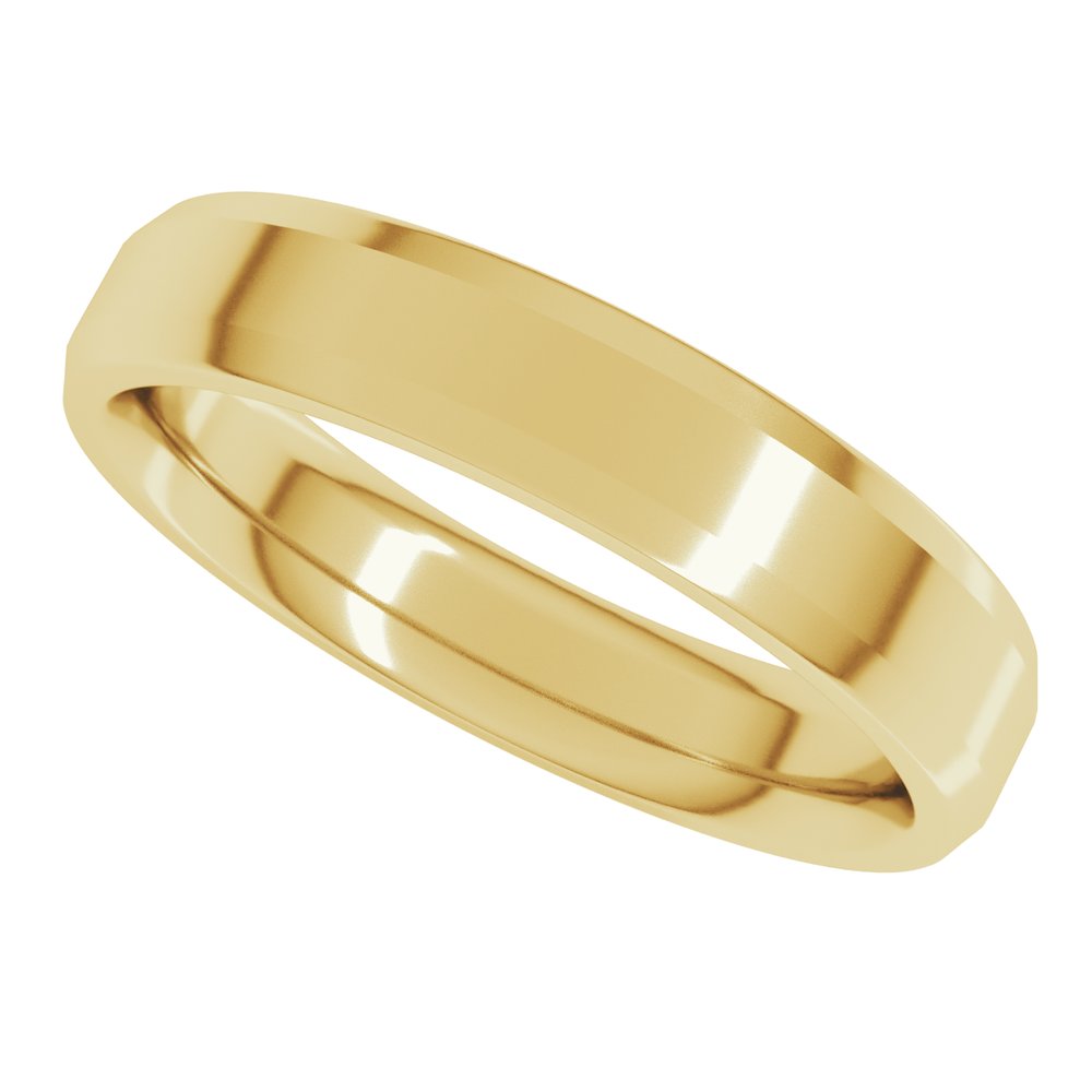 14K Yellow Gold 4 mm Beveled-Edge Comfort-Fit Flat Band Size 10