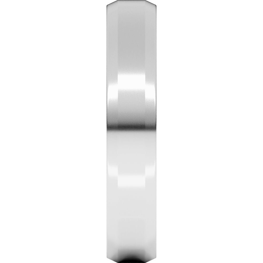 10K White Gold 4 mm Beveled-Edge Comfort-Fit Flat Band Size 7.5