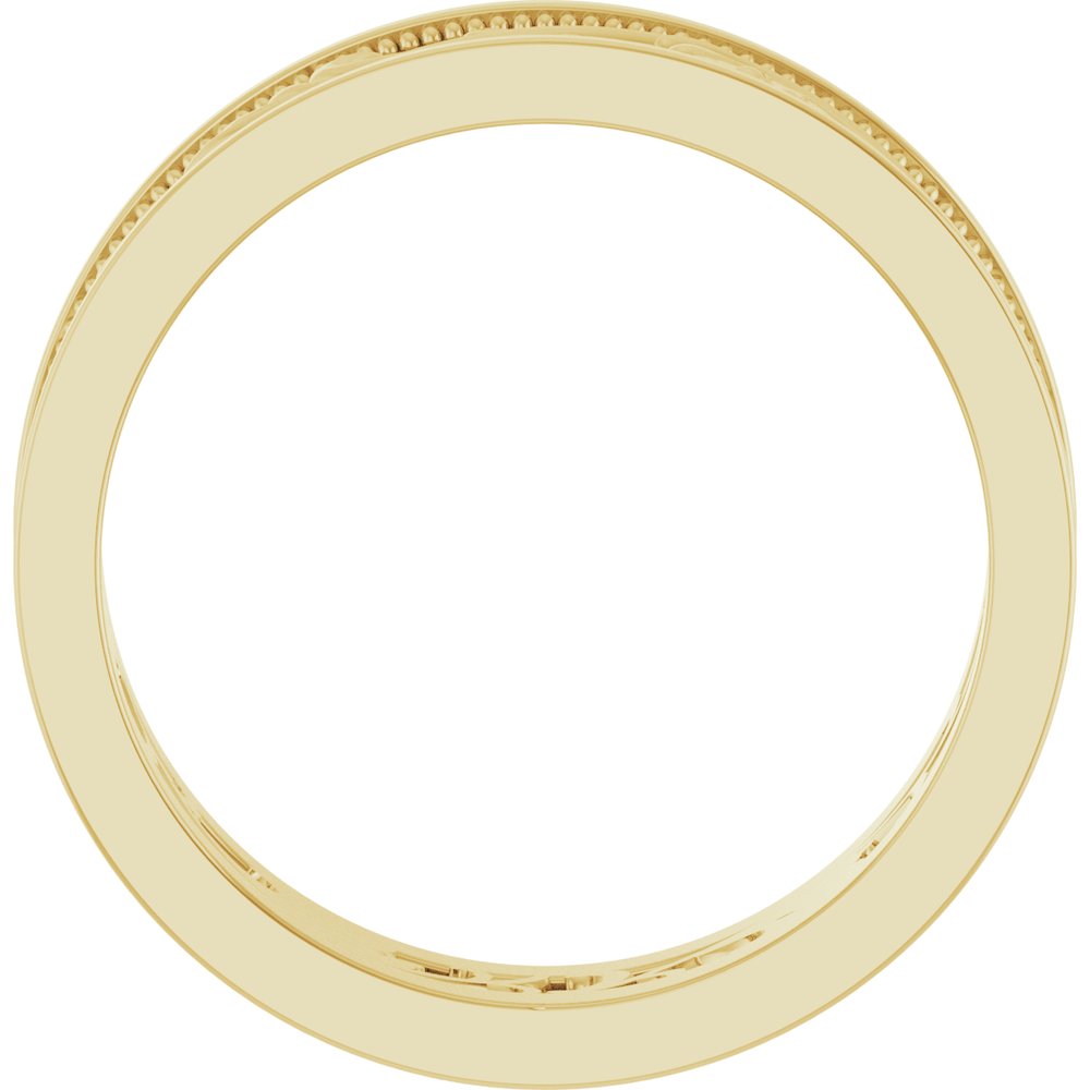 14K White Gold 6.4 mm Milgrain Sculptural Flat Band Size 10
