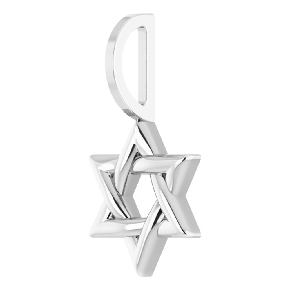14K White Star of David Pendant