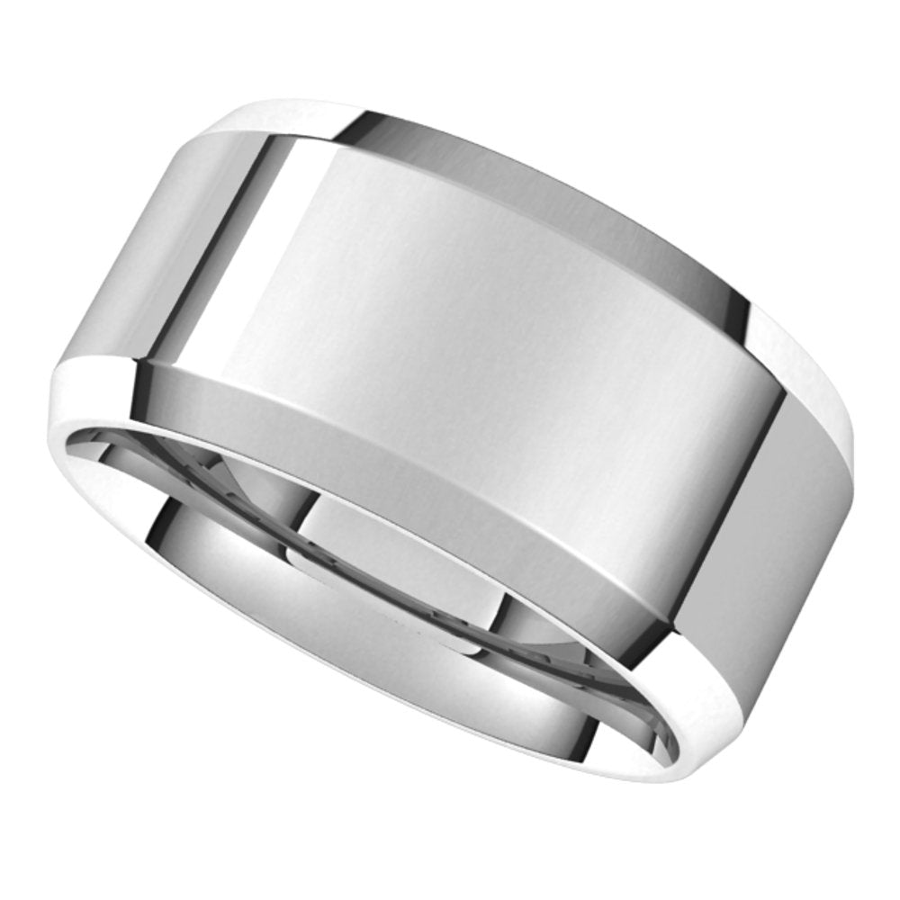Platinum 10 mm Beveled-Edge Comfort-Fit Flat Band Size 8.5