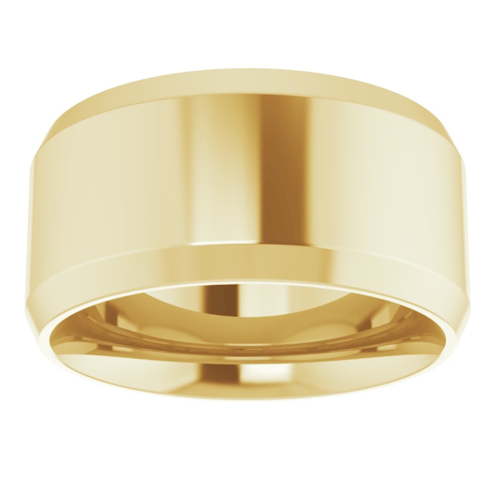 14K Yellow 10 mm Beveled-Edge Comfort-Fit Flat Band Size 10.5