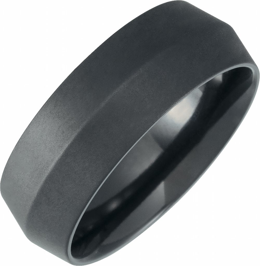 Black Titanium 8 mm Knife Edge Band with Satin Finish Size 7