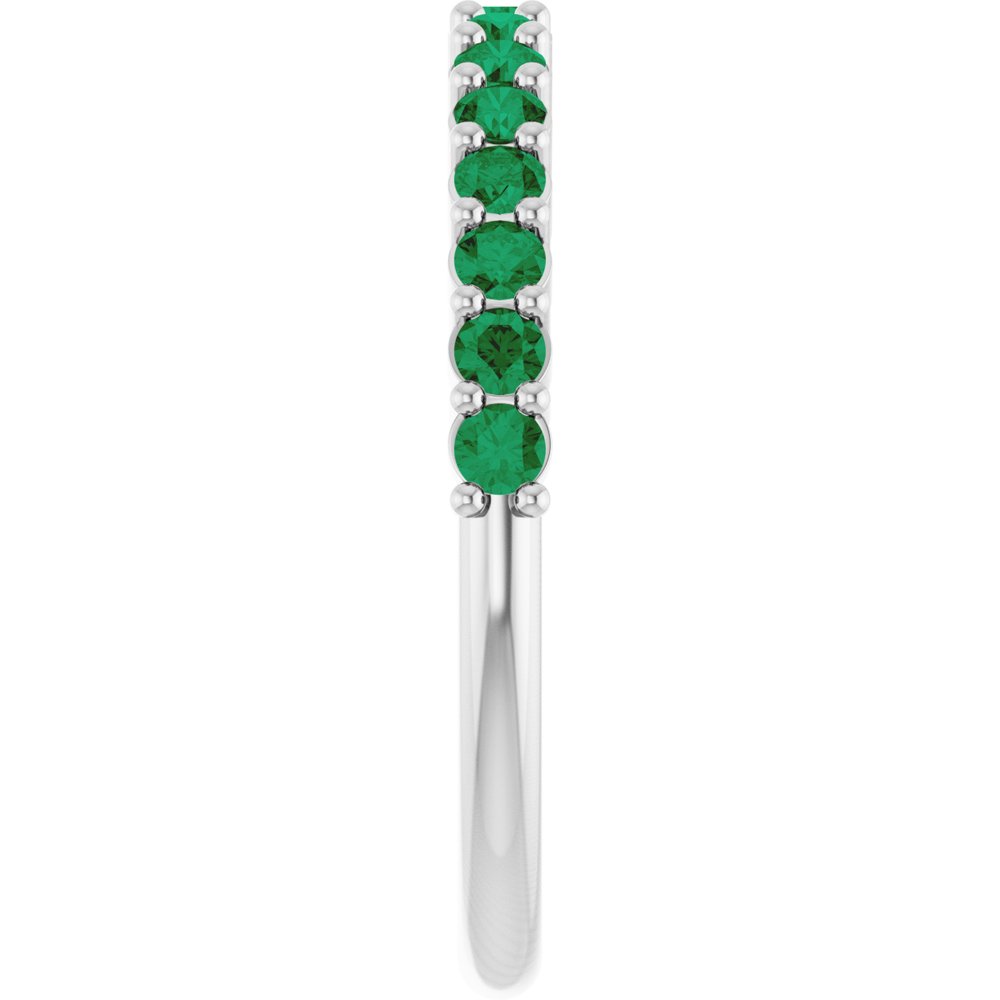 14K White Gold Lab-Grown Emerald 15-Year Anniversary Band