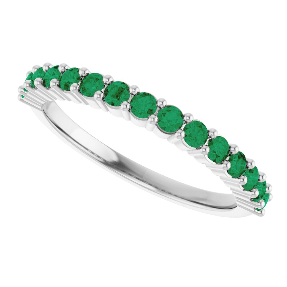 14K White Gold Lab-Grown Emerald 15-Year Anniversary Band