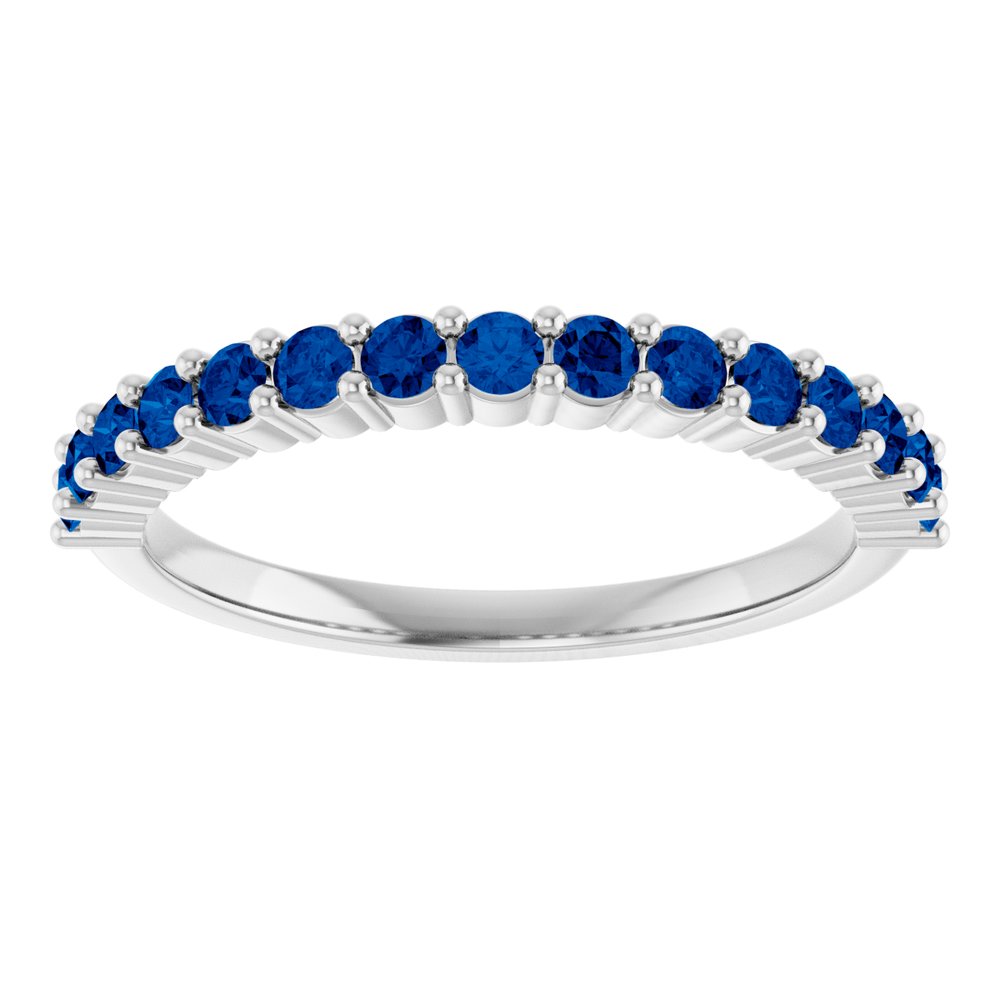14K White Gold Natural Blue Sapphire 15-Year Anniversary Band