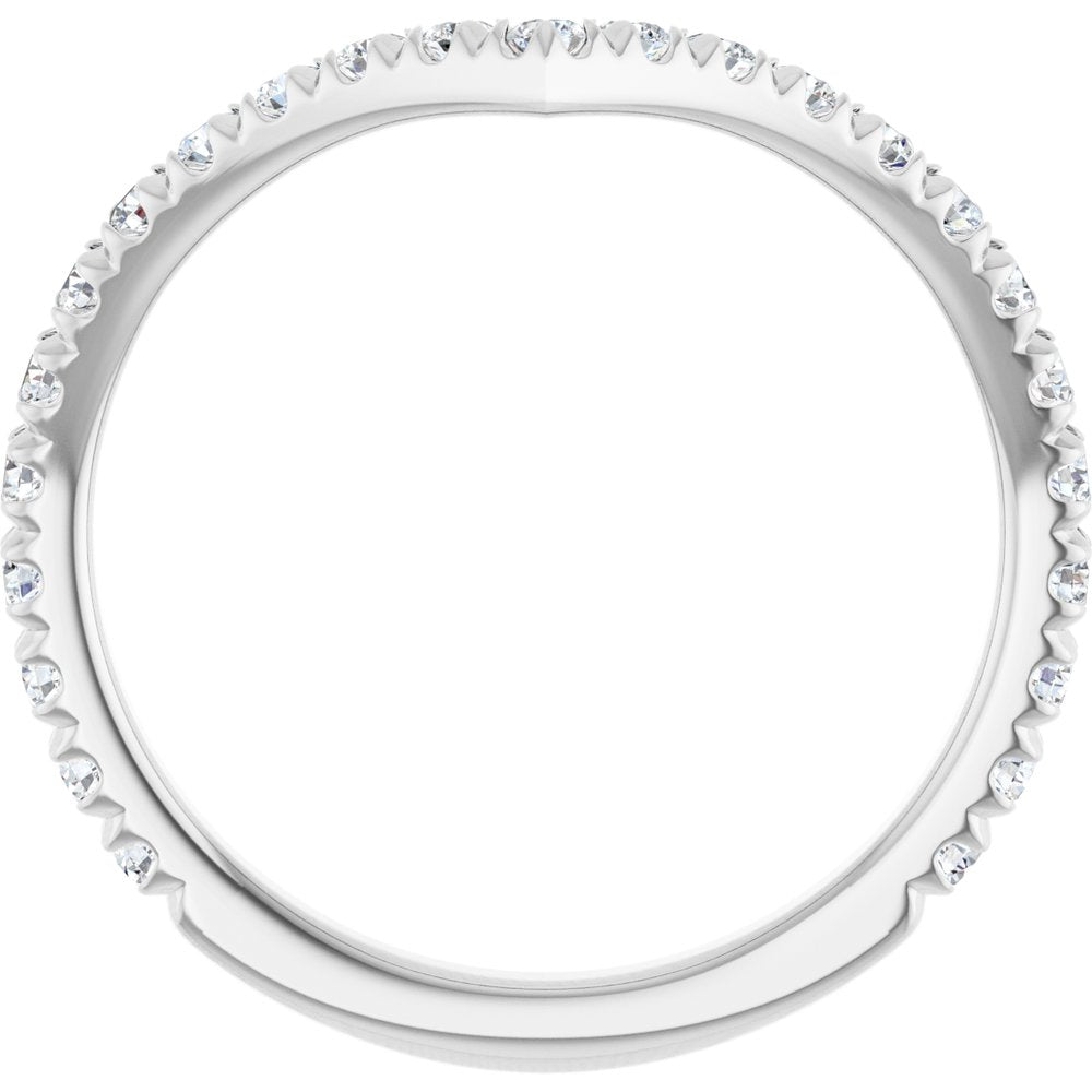 14K White Gold 3/8 CTW Natural Diamond French-Set Contour Band