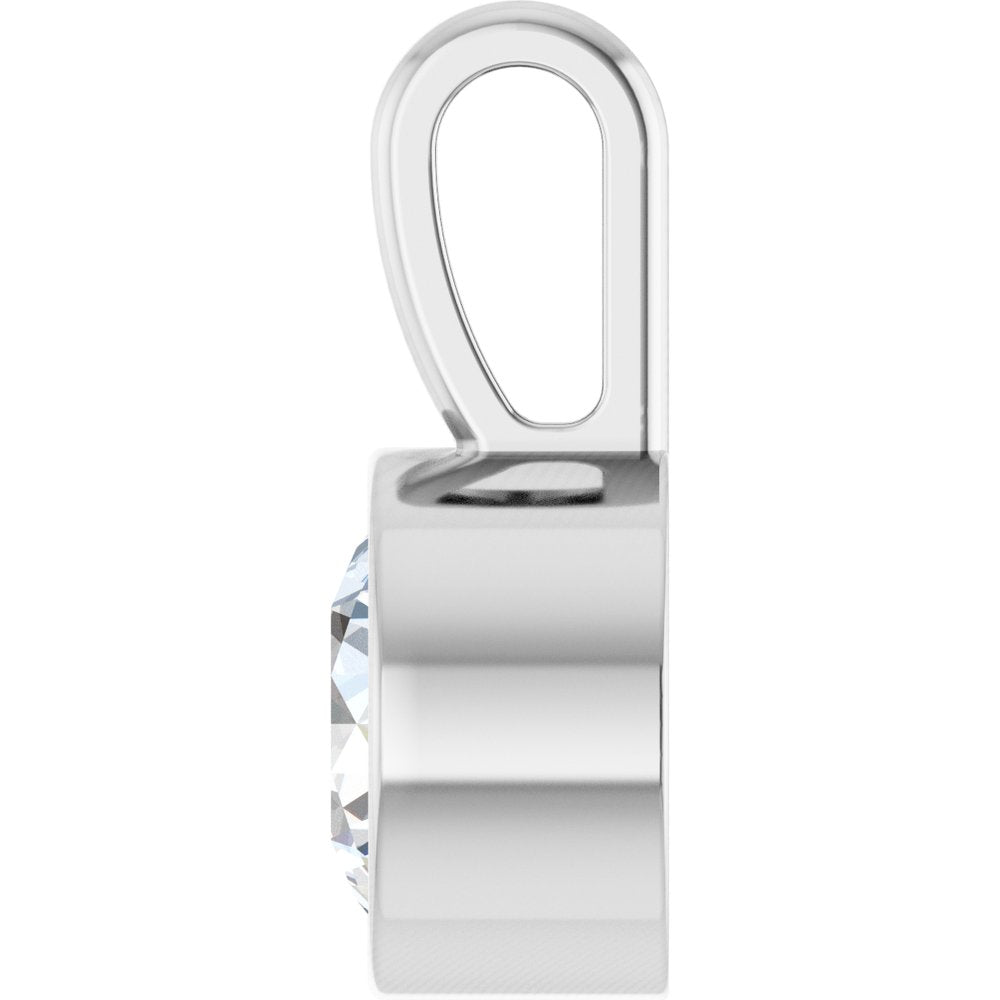 14K White Gold 1/2 CT Lab-Grown Diamond Bezel-Set Solitaire Pendant