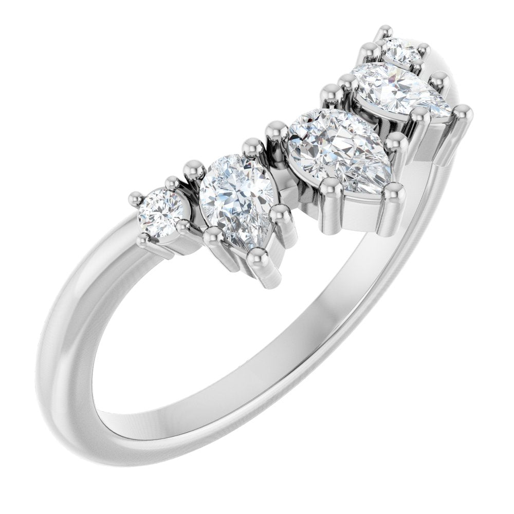 14K White Gold 3/8 CTW Natural Diamond Contour Band
