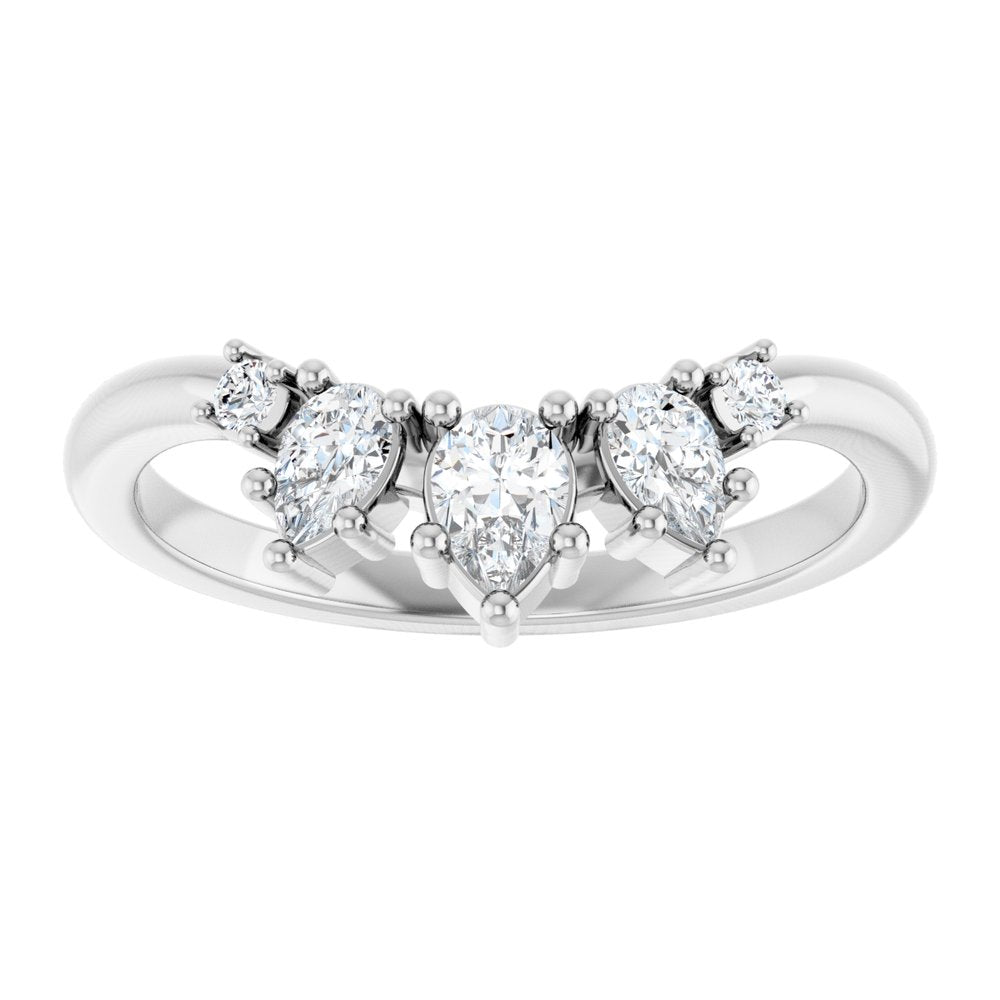 14K White Gold 3/8 CTW Natural Diamond Contour Band