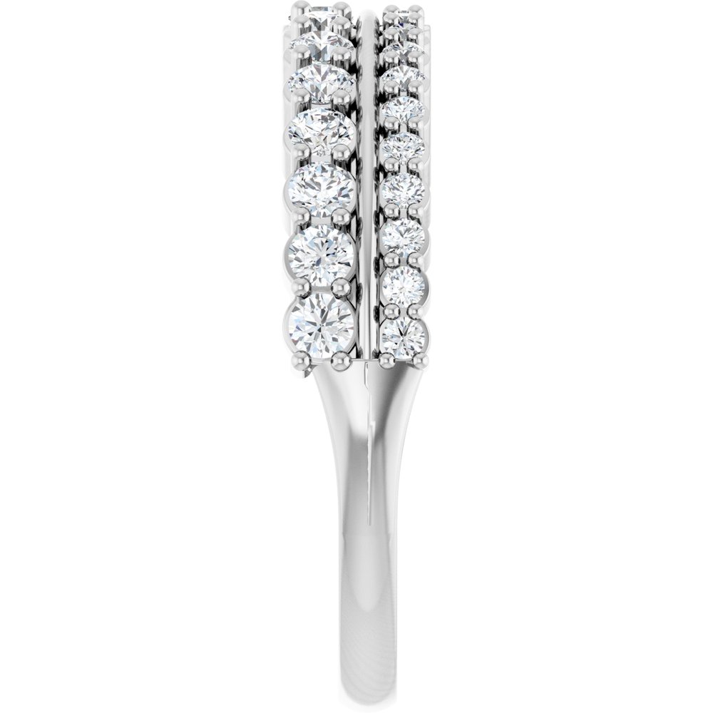 14K White 5/8 CTW Natural Diamond Double Row Anniversary Band