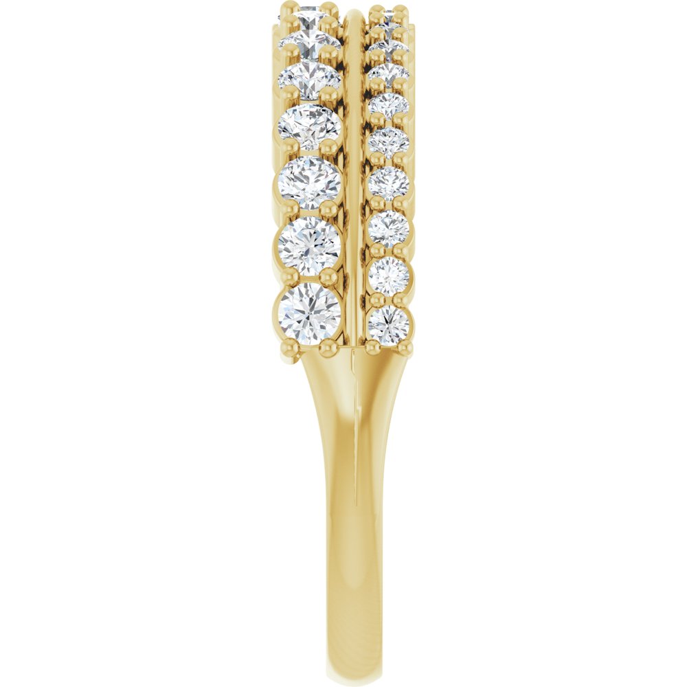 14K Yellow 5/8 CTW Natural Diamond Double Row Anniversary Band
