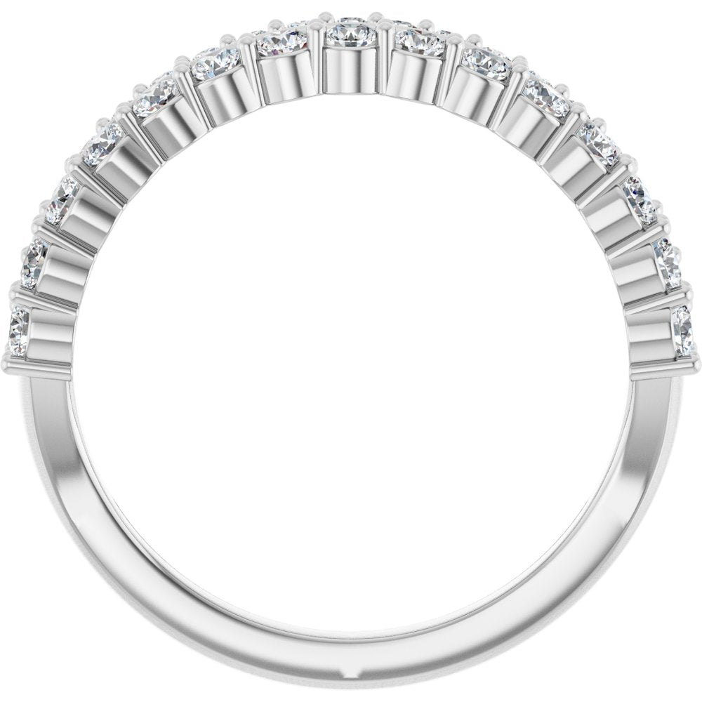 14K White 5/8 CTW Natural Diamond Double Row Anniversary Band