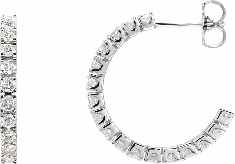 14K White Gold 1 CTW Lab-Grown Diamond 20.5 mm Hoop Earrings