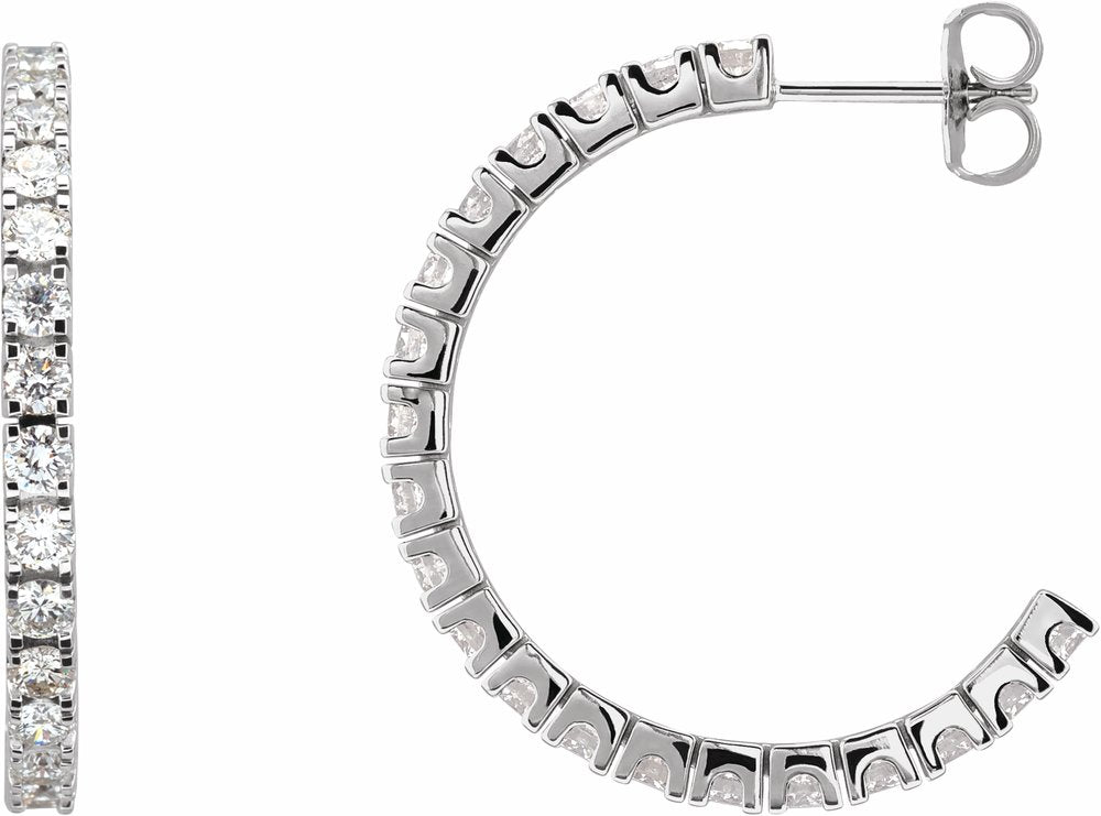 14K White Gold 2 1/5 CTW Lab-Grown Diamond 27.7 mm Hoop Earrings