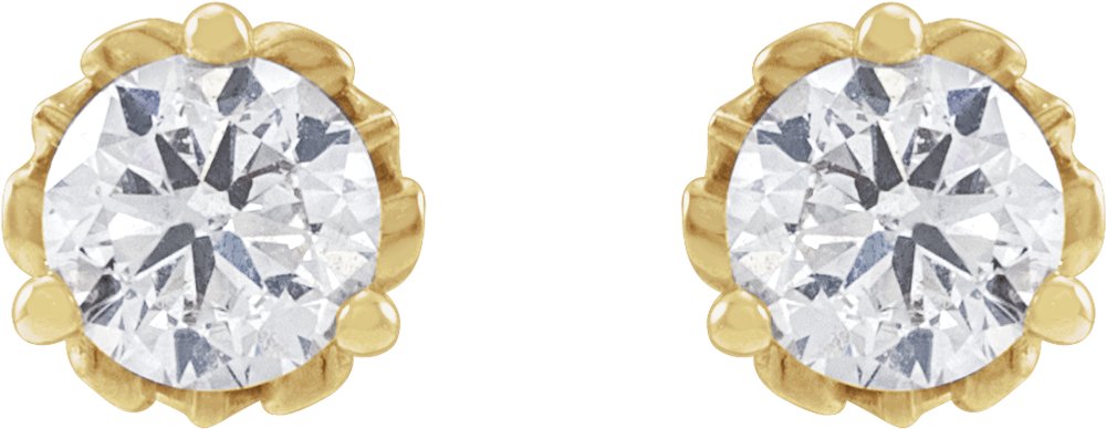 14K Yellow 3/8 CTW Natural Diamond Vintage-Inspired Earrings