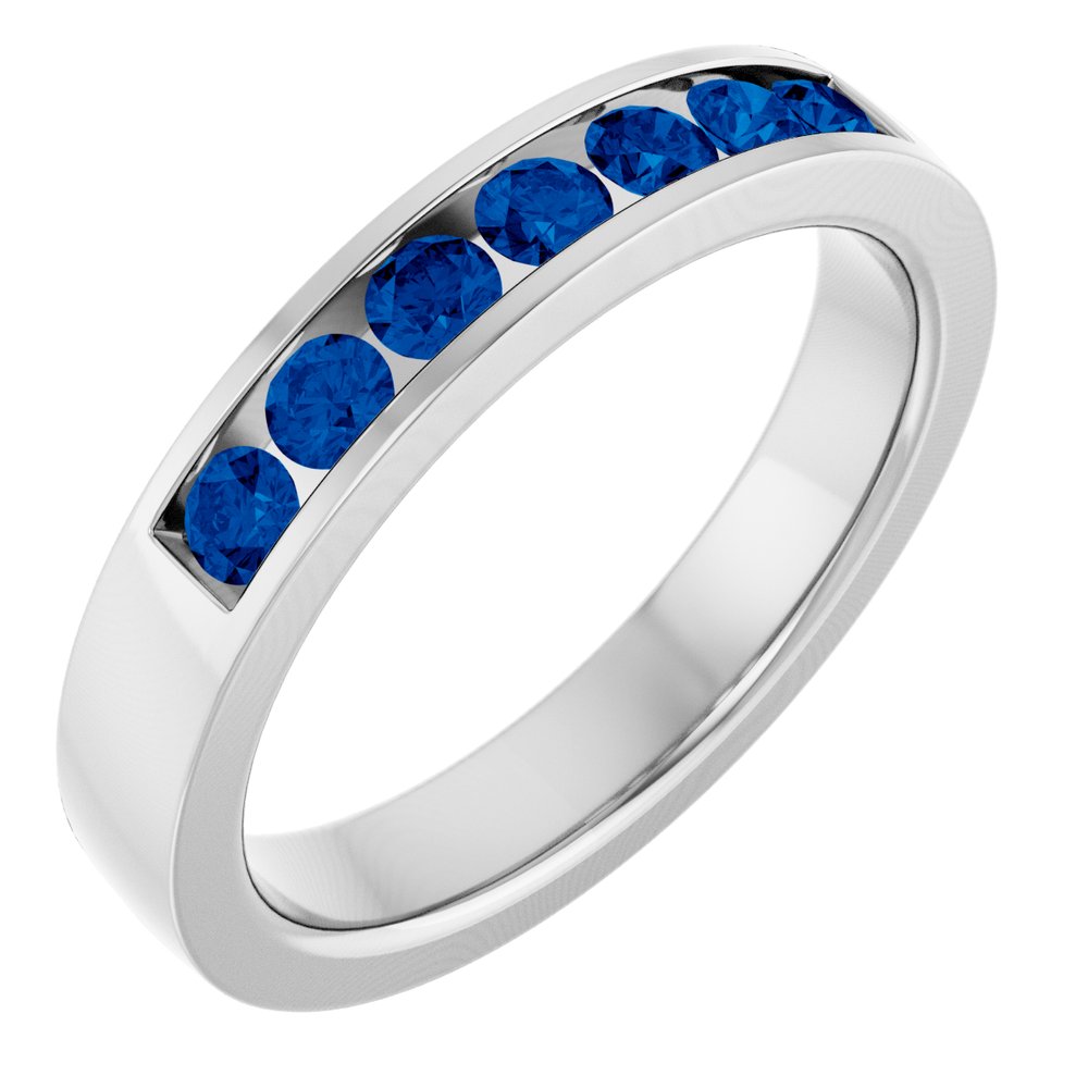 14K White Gold Lab-Grown Sapphire Anniversary Band