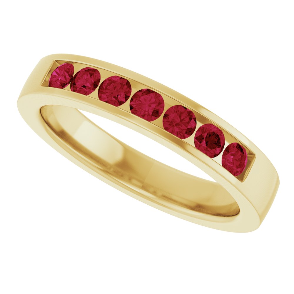 14K Yellow Gold Lab-Grown Ruby Anniversary Band