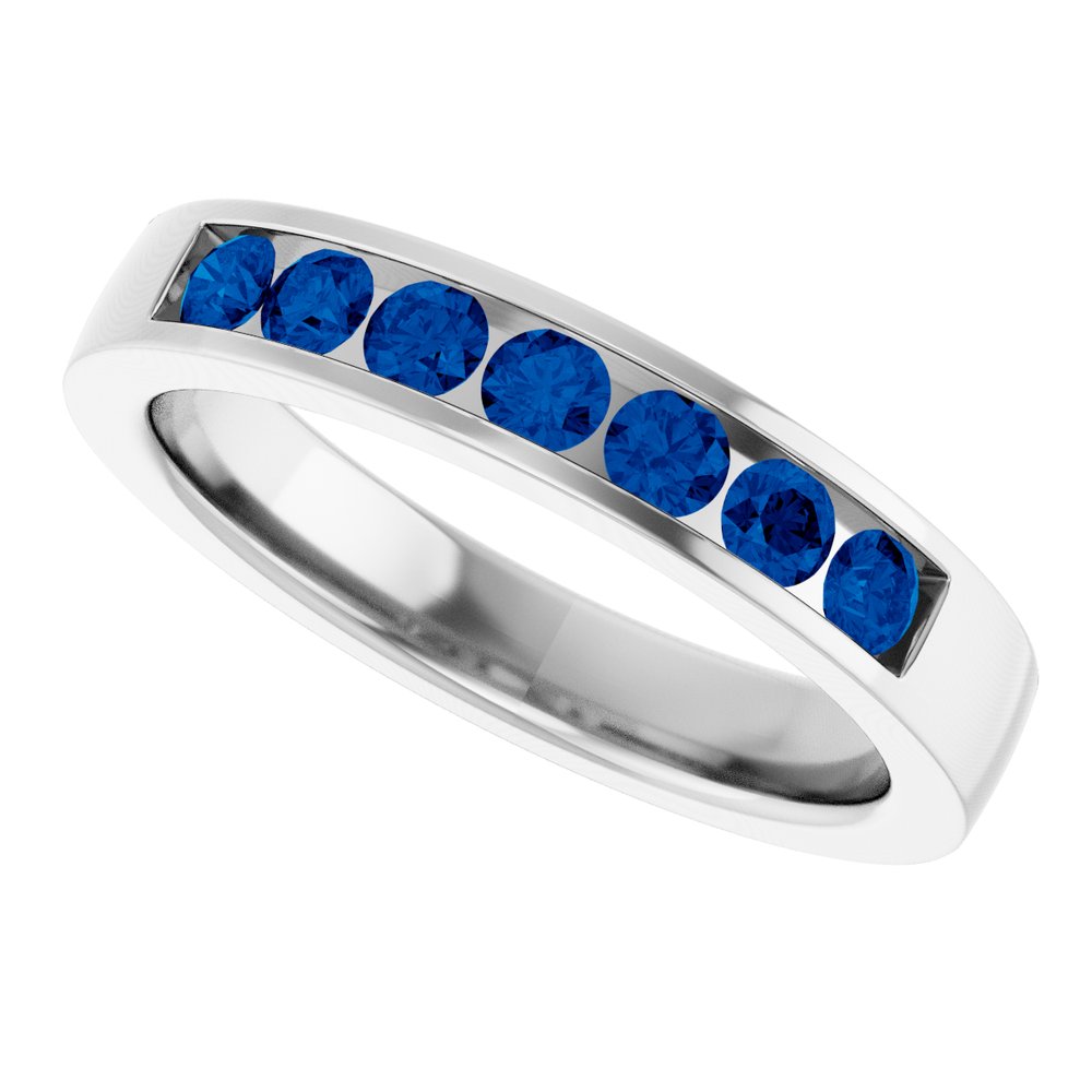 14K White Gold Lab-Grown Sapphire Anniversary Band