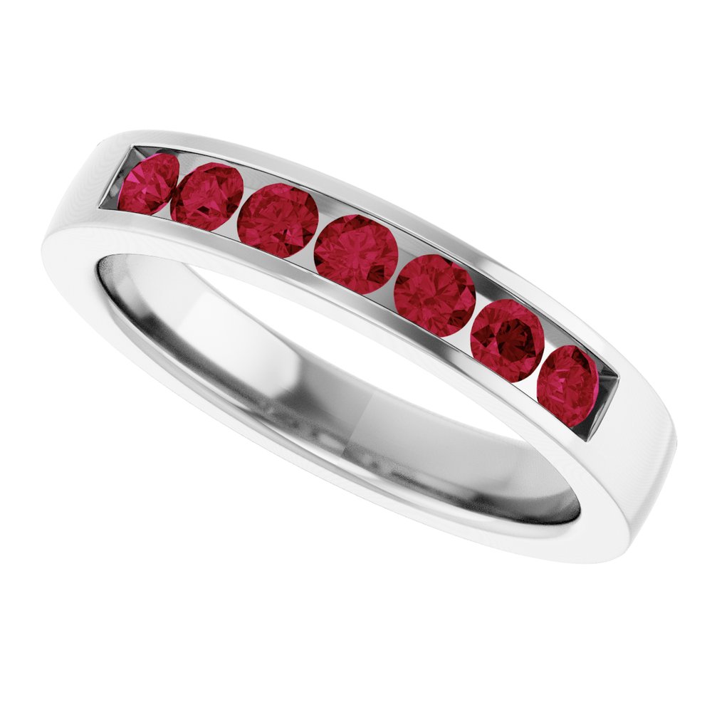 14K White Gold Lab-Grown Ruby Anniversary Band