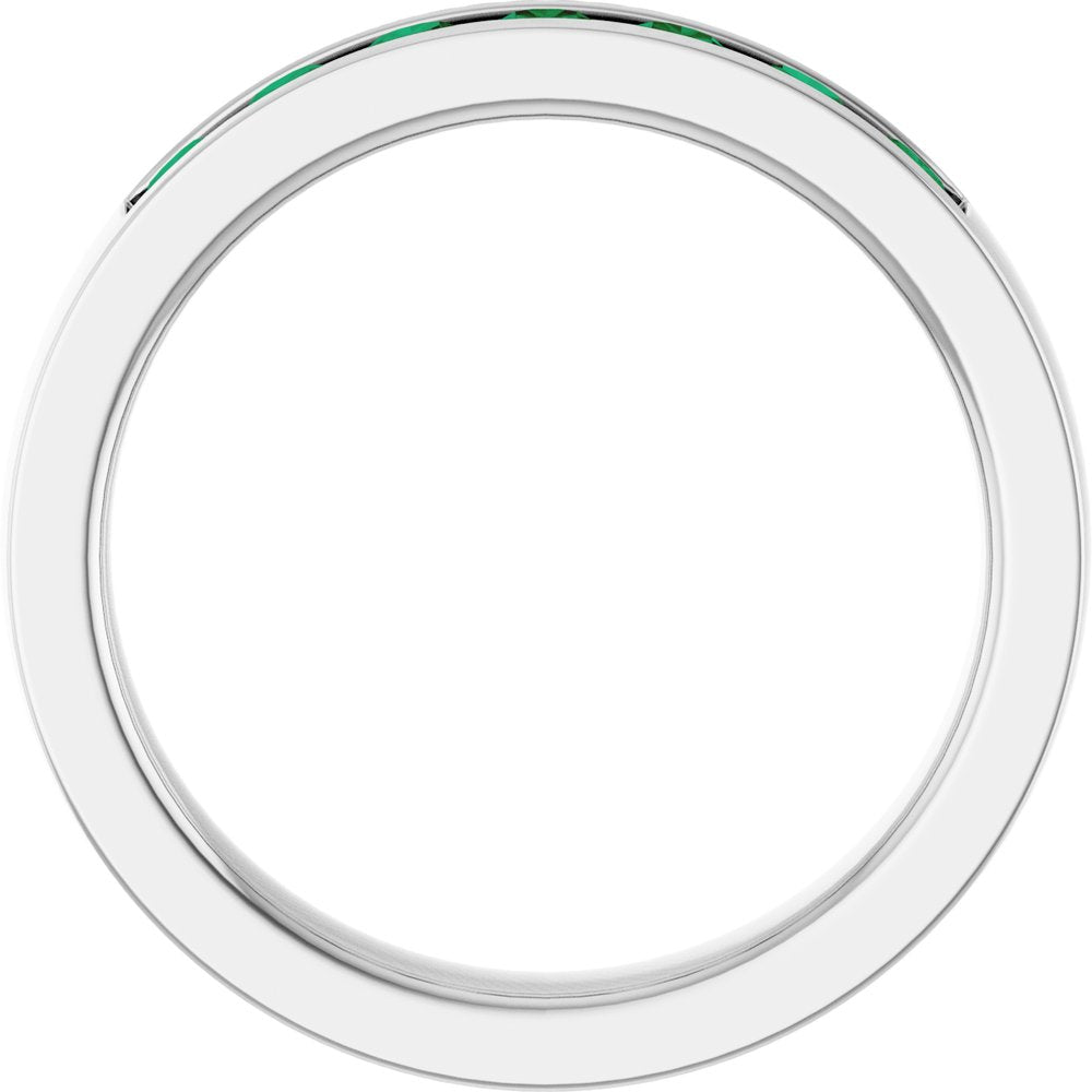 14K White Gold Lab-Grown Emerald Anniversary Band