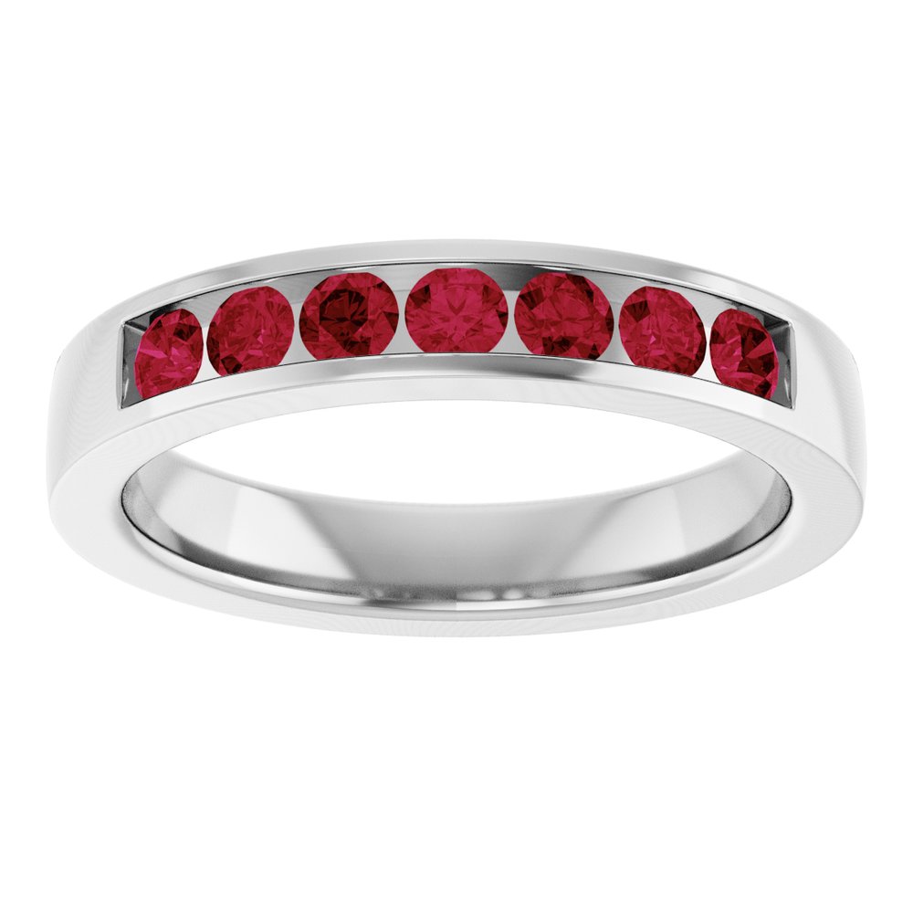 14K White Gold Lab-Grown Ruby Anniversary Band