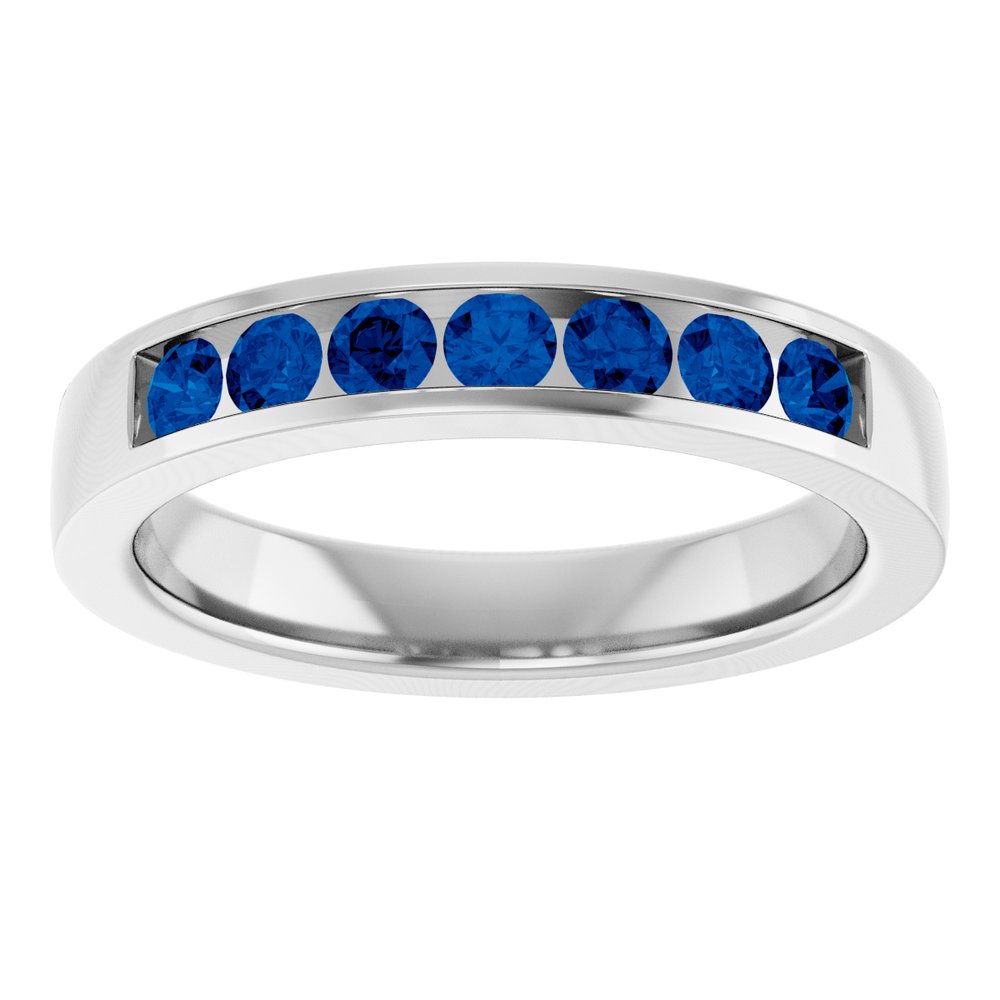 14K White Gold Lab-Grown Sapphire Anniversary Band