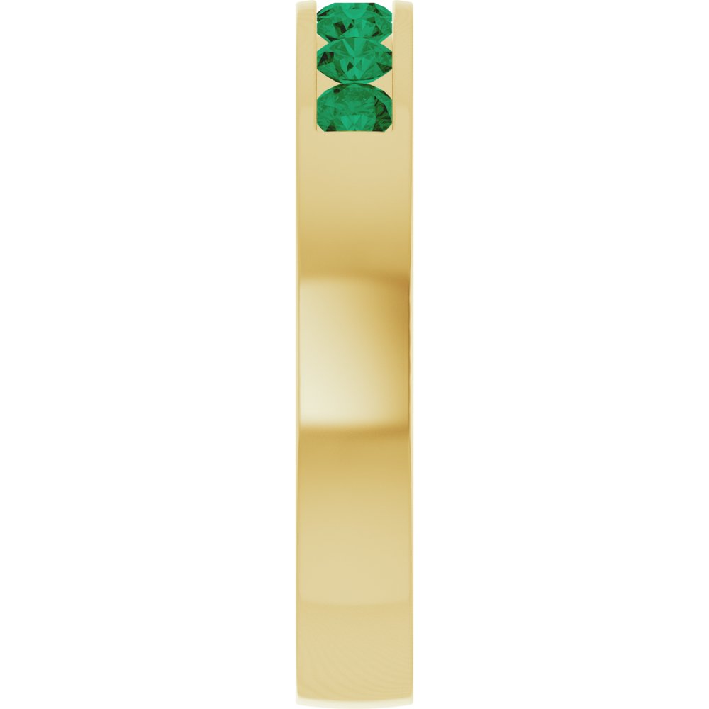 14K Yellow Gold Lab-Grown Emerald Anniversary Band