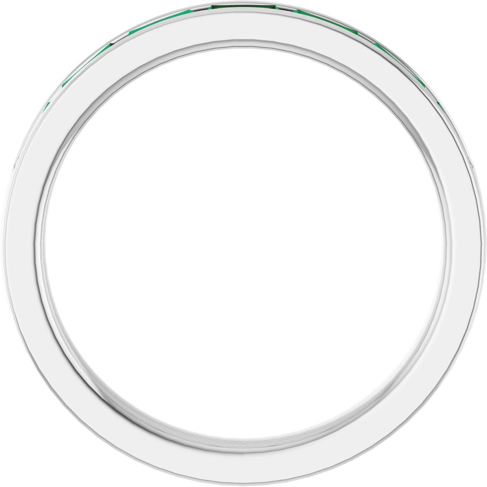 14K White Gold Lab-Grown Emerald Anniversary Band
