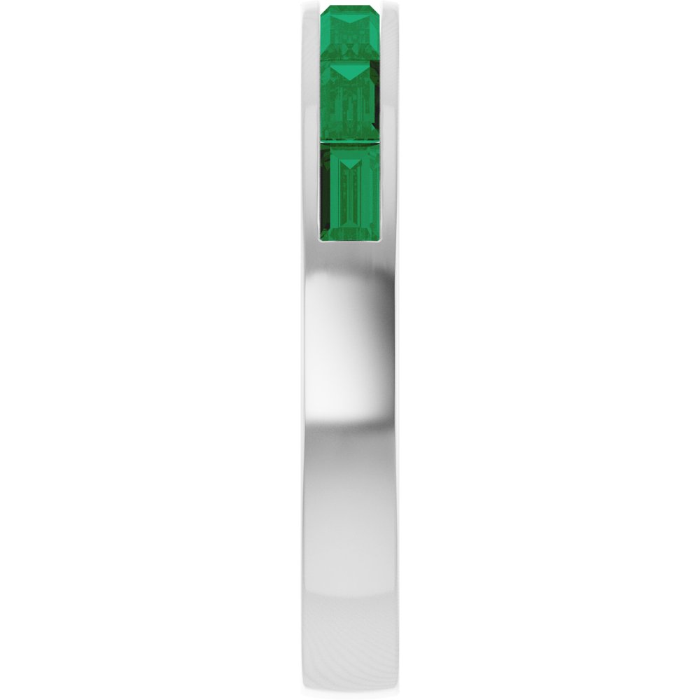 14K White Gold Lab-Grown Emerald Anniversary Band