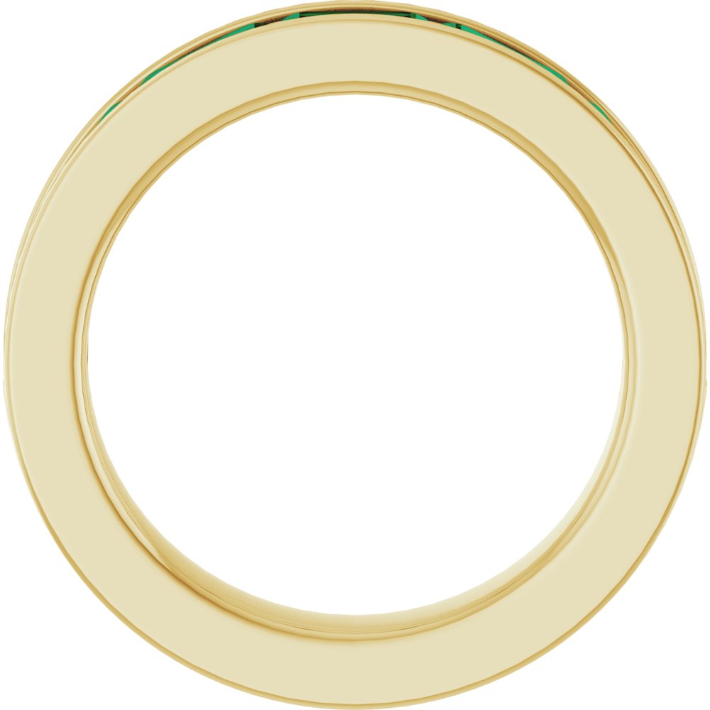 14K Yellow Gold Lab-Grown Emerald Anniversary Band