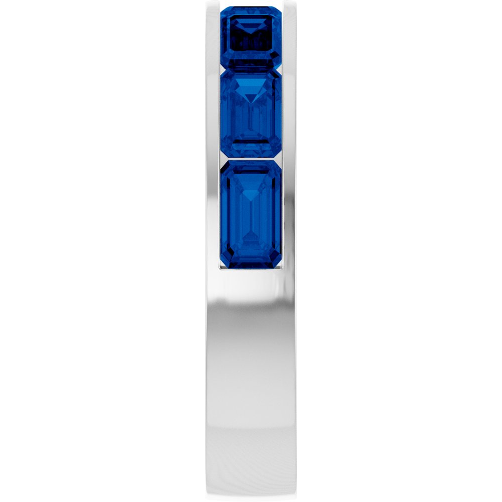 14K White Gold Lab-Grown Sapphire Anniversary Band