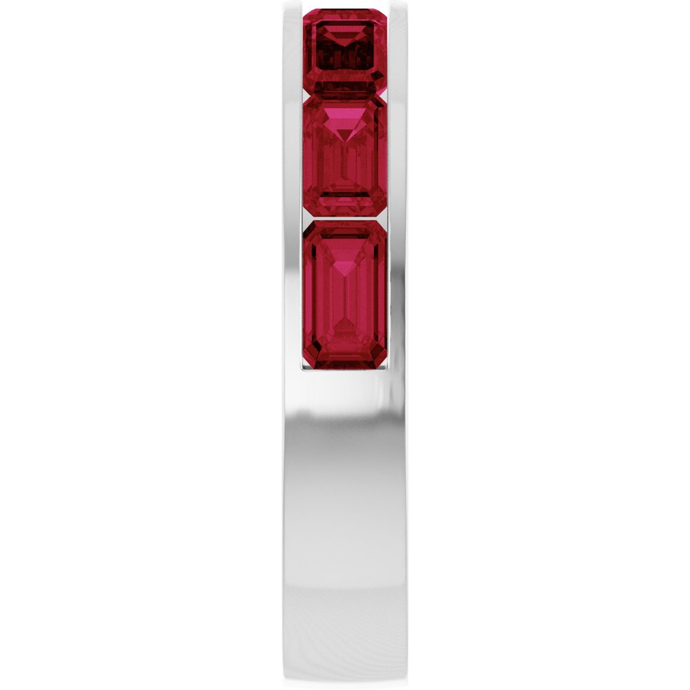 14K White Gold Lab-Grown Ruby Anniversary Band