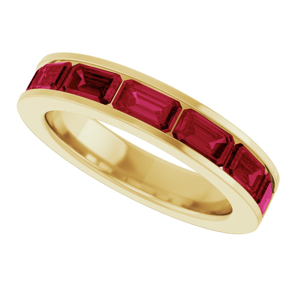 14K Yellow Gold Lab-Grown Ruby Anniversary Band
