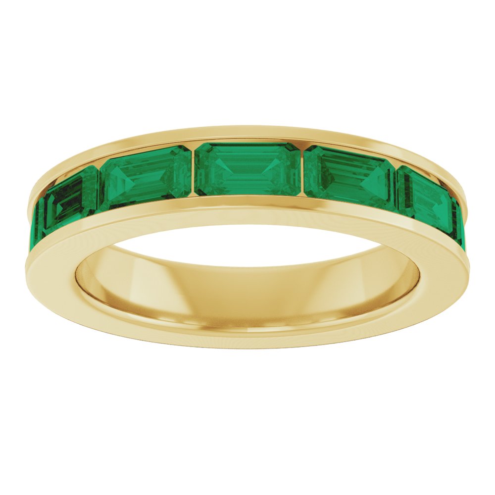 14K Yellow Gold Lab-Grown Emerald Anniversary Band