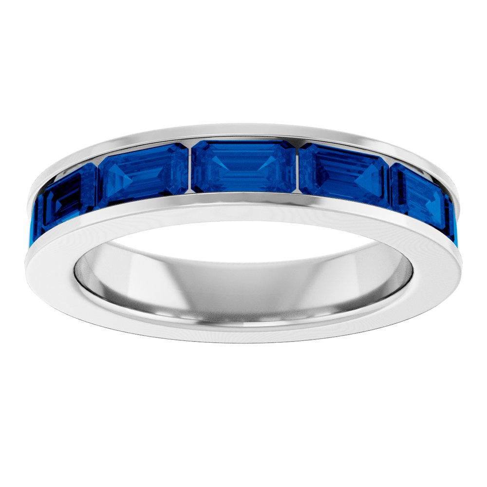 14K White Gold Lab-Grown Sapphire Anniversary Band