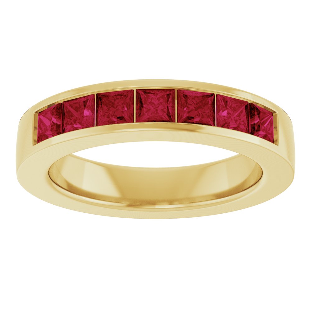 14K Yellow Gold Lab-Grown Ruby Anniversary Band