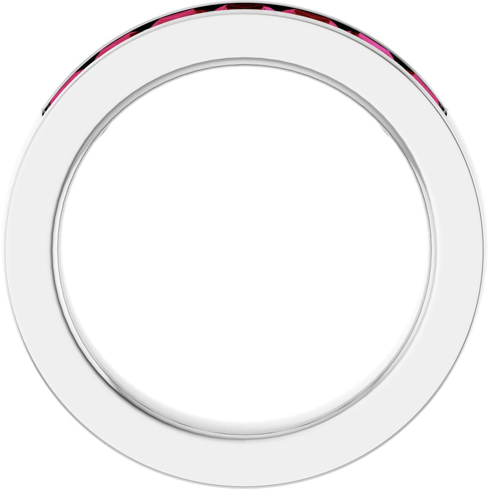 14K White Gold Lab-Grown Ruby Anniversary Band