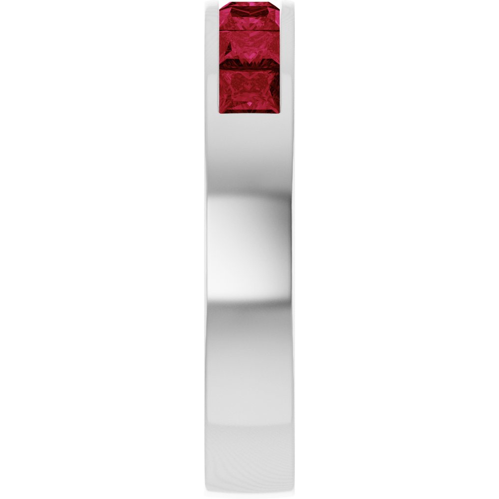 14K White Gold Lab-Grown Ruby Anniversary Band
