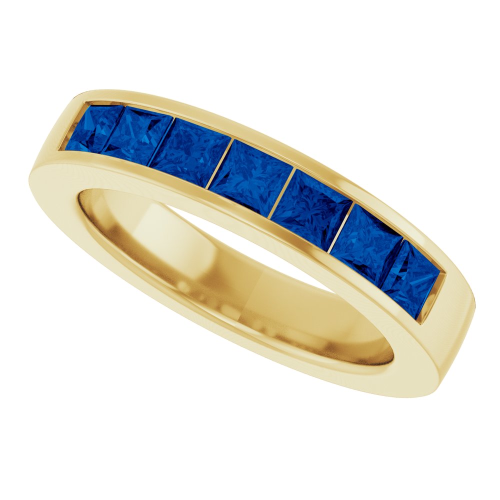 14K Yellow Gold Lab-Grown Sapphire Anniversary Band