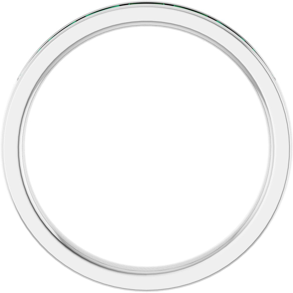 14K White Gold Lab-Grown Emerald Anniversary Band