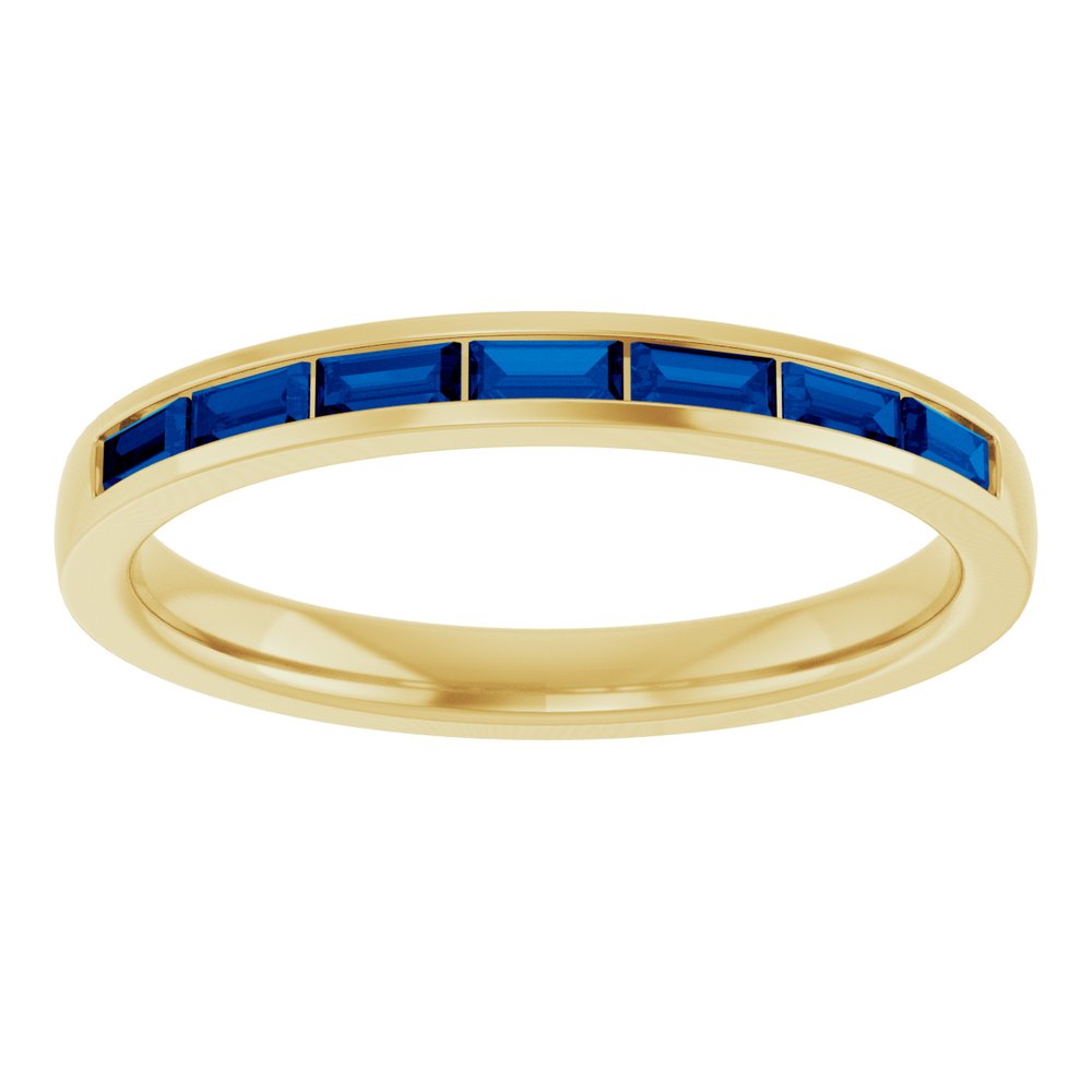 14K Yellow Gold Lab-Grown Sapphire Anniversary Band