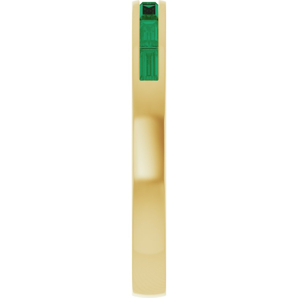 14K Yellow Gold Lab-Grown Emerald Anniversary Band
